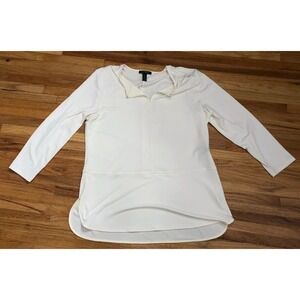Lauren Ralph Lauren Womens‎ Blouse XL White Classic Luxury Keyhole-Neck Shirt